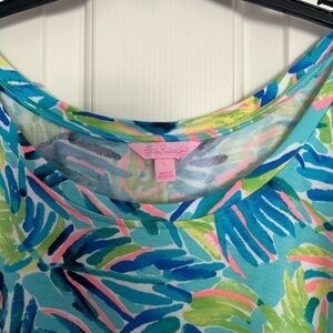 Lilly Pulitzer Blue and Green Leaf Print Dress